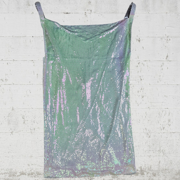 House of Harlow Iridescent Rhinestone Drape Retro Disco Mini Dress Size Small - Picture 2 of 8